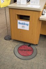 Indoor book return drop boxes are available at any time the libraries are open.