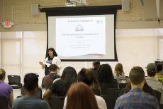 SE counselor Carisa Bustillos-Givens speaks to students about understanding one’s emotional state Sept. 8. She said she hopes the speech will help students self-evaluate.Karen Rios/The Collegian