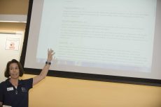TR public services librarian Tracy Soto speaks to students about how to properly use Wikipedia. She said features on the site can make it a good place to start. Peter Matthews/The Collegian