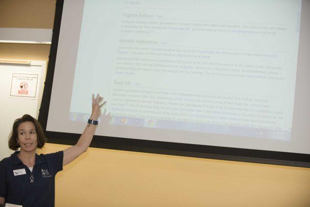TR public services librarian Tracy Soto speaks to students about how to properly use Wikipedia. She said features on the site can make it a good place to start.

Peter Matthews/The Collegian
