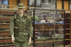 A soldier stands in full gear at the NE library exhibit A Soldier’s Load. The display features items that soldiers carried into the Vietnam War and things they carried back once the war was over. The exhibit will run until Nov. 18. Photos by Katelyn Townsend/The Collegian