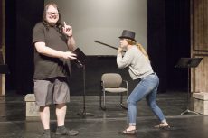 South students Scott Wild and Victoria Nearn act out one of the short stories included in Chekhov Tonight! The play will include a series of short stories written by Anton Chekhov performed on stage. Photos by Kaylee Jensen/The Collegian