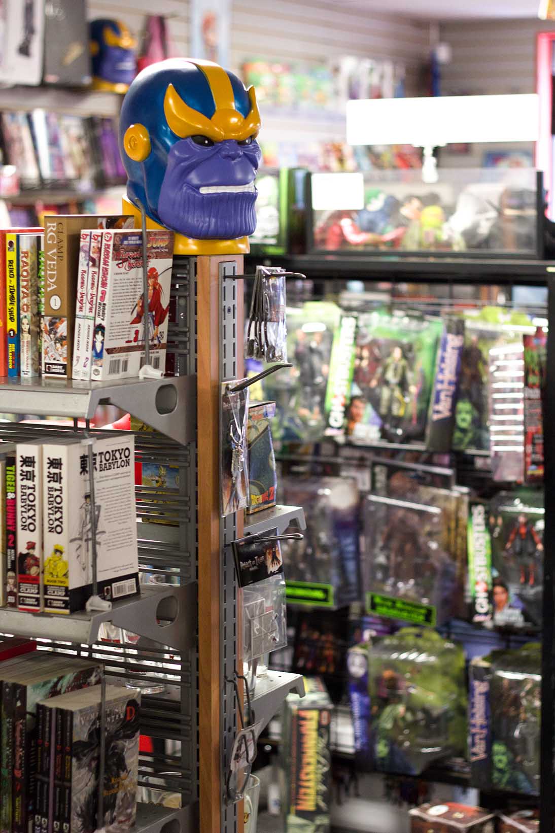 Collected Comics & Games offers a wide variety of comic books, action figures and games. 