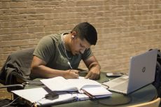 NE student Jose Villeda studies for his economics final exam. Exam schedules vary on all campuses. Go to The Collegian’s website at collegian.tccd.edu for a complete schedule of final exams on each campus. Bogdan Sierra Miranda/The Collegian