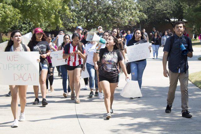 South+students+march+through+campus+chanting+Who+are+we%3F+DACA.+What+do+we+want%3F+Support+on+Sept.+14.