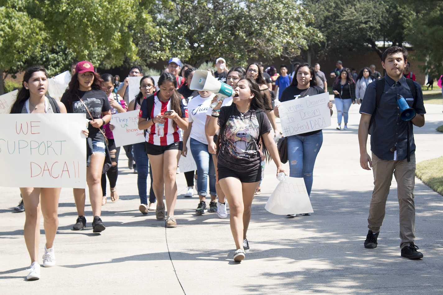 South students march through campus chanting "Who are we? DACA. What do we want? Support" on Sept. 14.