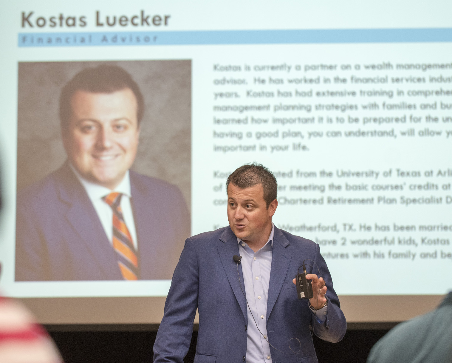 Alumnus Kostas Luecker talks with students about his past experiences at TCC and how that shaped his career choice during the NE Alumni Lunch and Learn Sept. 27.