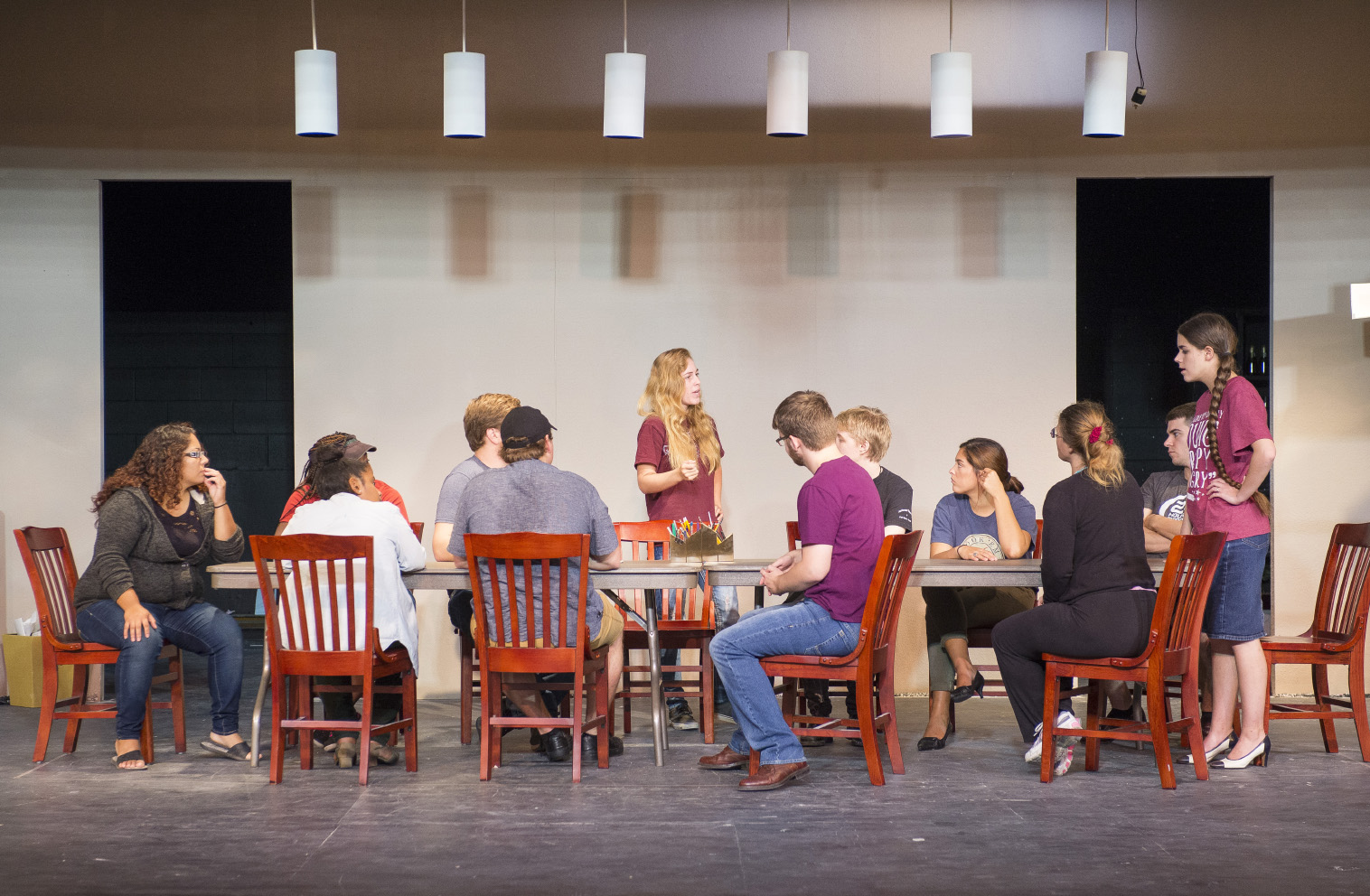 Cast members of 12 Angry Jurors debate the guilt or acquittal of a defendant based on reasonable doubt. The play opens at 7:30 p.m. Oct. 11 in Theatre Northwest (WTLO 1108).