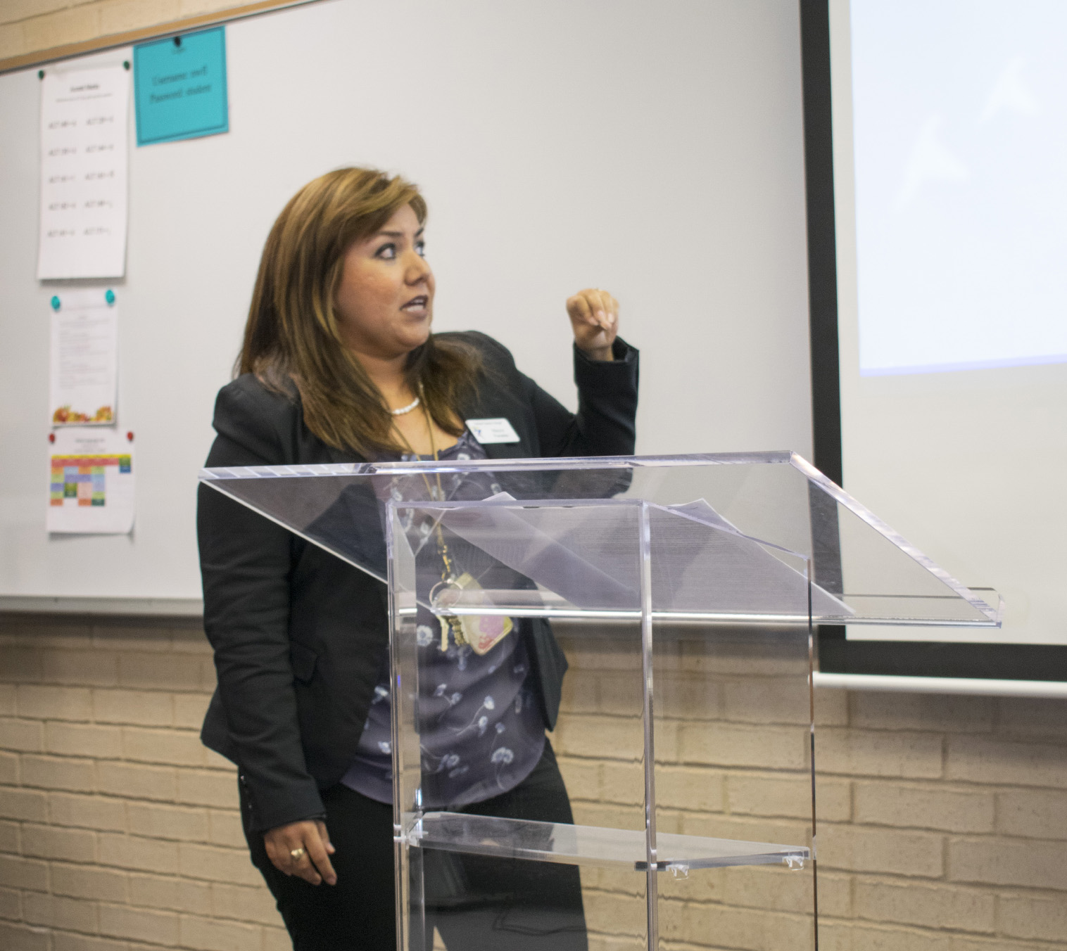 Spanish associate professor Mayra Fuentes shares her story Sept. 27 at the Latino Culture Series event on NW Campus.