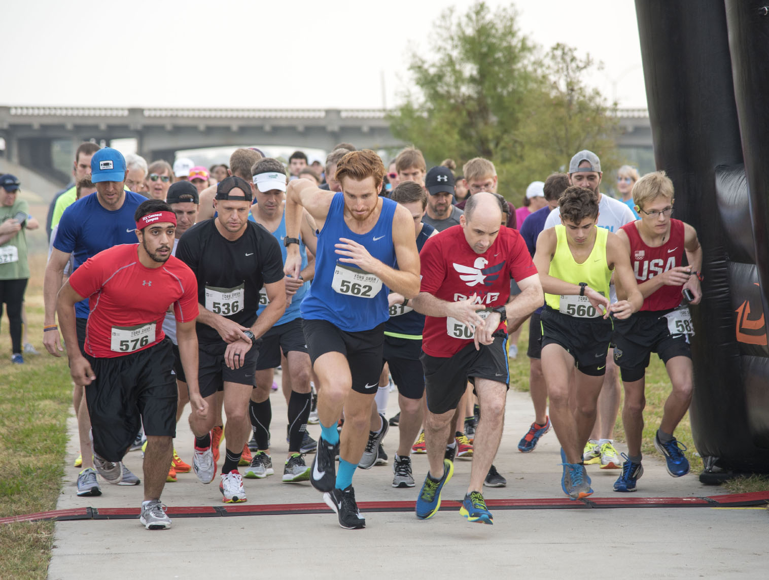 Runners start the Toro Dash 10K race Nov. 4 at Panther Island in Fort Worth. Hundreds of runners started their morning early for various races along the Trinity River Trails to raise money for scholarships.