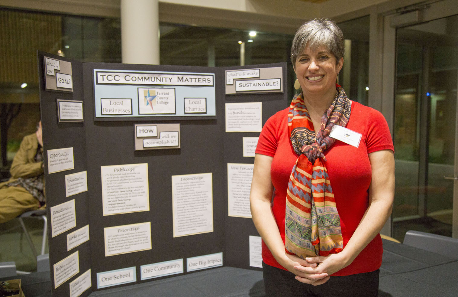 South student Jeana Owens presents her research project, which focuses on the impact of the TCC community. She did the project for the Cultivating Scholars Program and competed in the behavioral and social sciences division.