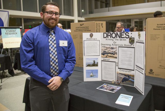 South student Justin Johnson conducted research on drones. The program encourages students to do undergraduate research to develop research and communication skills.