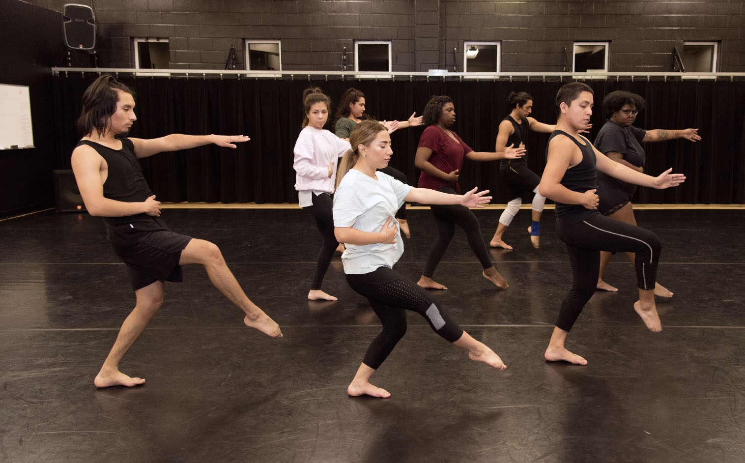 Members of SE’s Fusion Dance Company rehearse for the Dec. 8 Dance Works concert. For many students, this concert is the first time they will perform onstage.