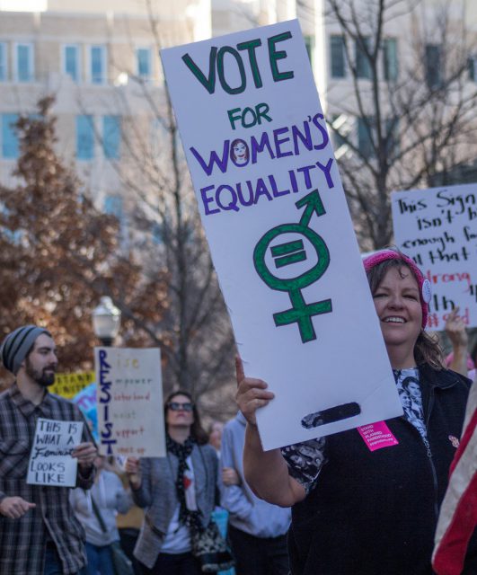Engaging new voters and supporting women running for office was the big focus of many signs at this year’s Women’s March. 