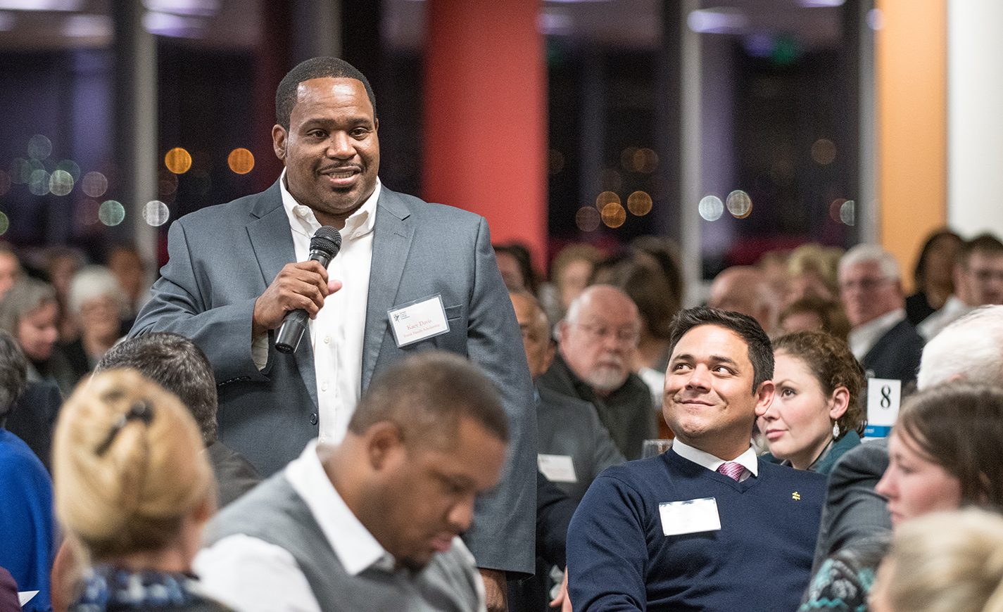 At last year’s dinner, scholarship winner Kacy Davis talks about how he stayed up all night after learning he’d won a scholarship because he was so excited.