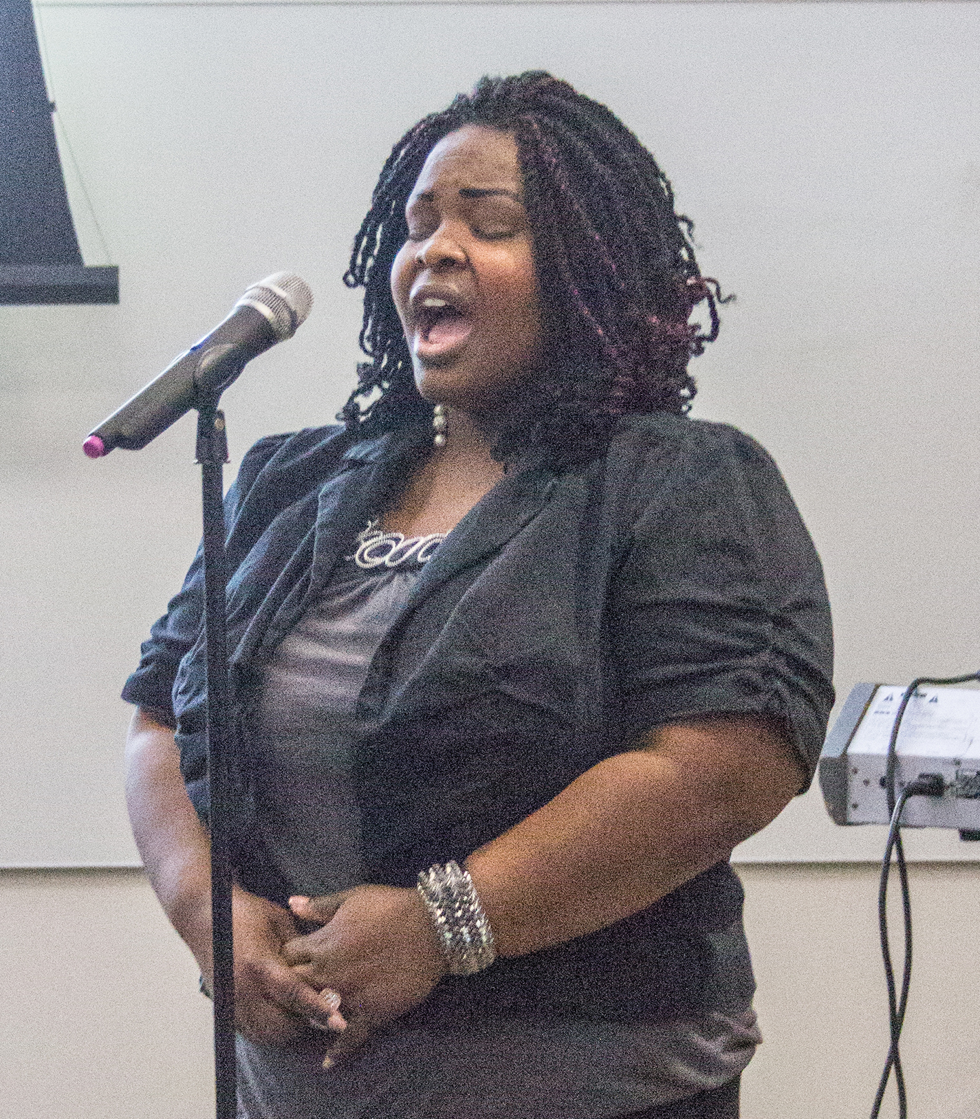 Faith Wiley sings at the Celebrating Strides event Feb. 27 on TR Campus.