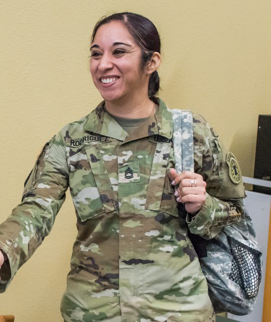 Vanessa Rodriguez, a recruiter from the U.S. Army, came to the lecture.