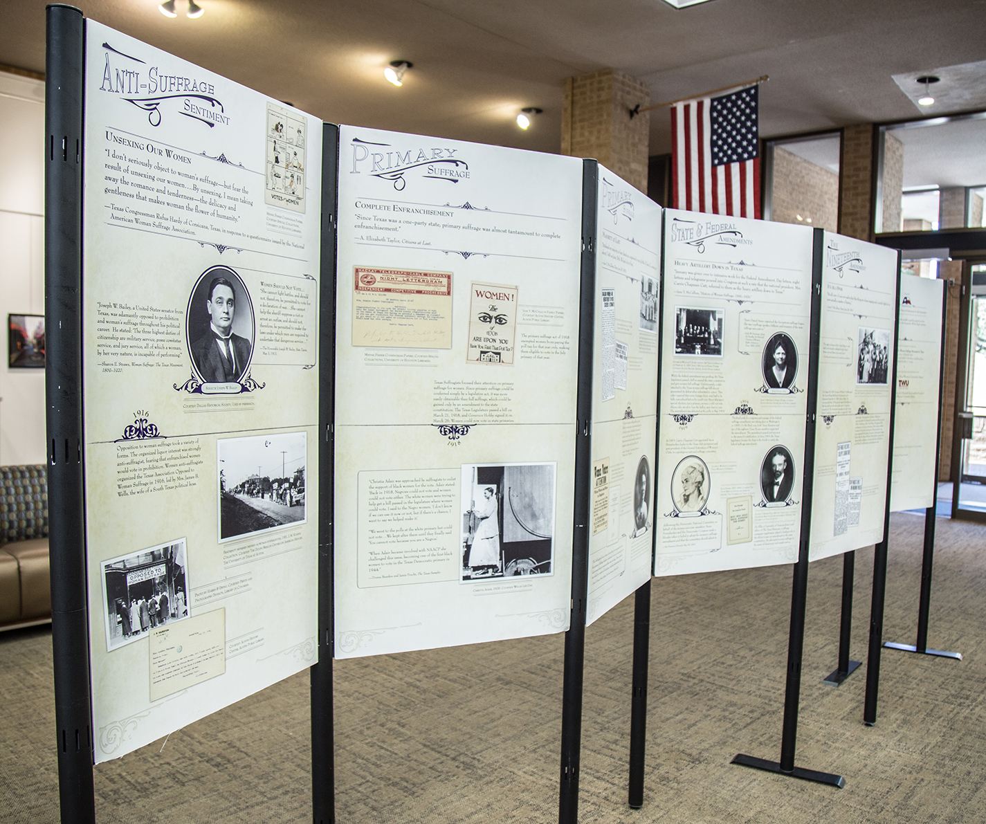 The Women’s History: Citizens at Last exhibit is open through April 25 in the J. Ardis Bell Library (NLIB 2100). The display focuses on the women’s suffrage movement in Texas.