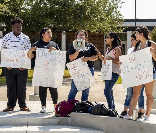 South student Marisol Gallegos gets emotional while sharing how DACA affects her family.