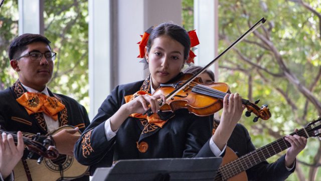 The Polytechnic High School Mariachi Olas de Horo performs at South’s Hispanic Heritage Month kick-off event on Sept. 13.