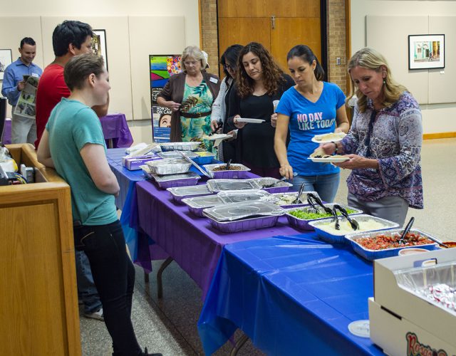 TCC students, faculty and staff line up for food from Elote Mexican Kitchen and Rosa’s Cafe before the Sept. 19 Hispanic Heritage Month: Latinx Leadership Series event.