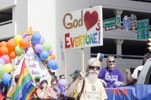 The+Central+Texas+United+Methodists+for+Inclusion+group+marches+during+the+2017+Tarrant+County+Pride+Parade+along+with+TCC+LGBT+student+organizations.