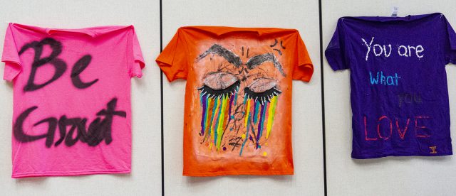 Some of the shirts made by students also reflected on body image issues.