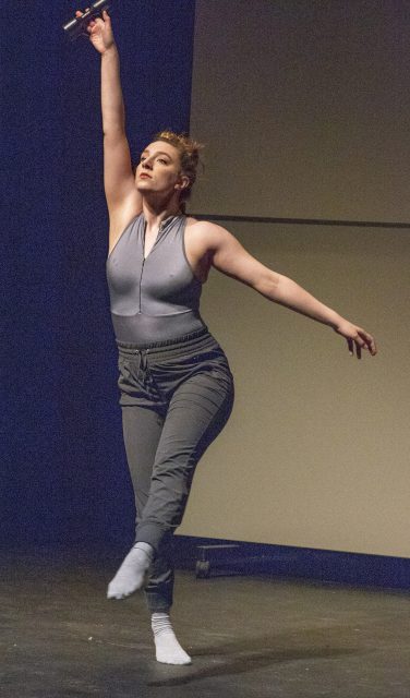 SE dance adjunct instructor Claire Augustine performs the piece “Found Objects.”