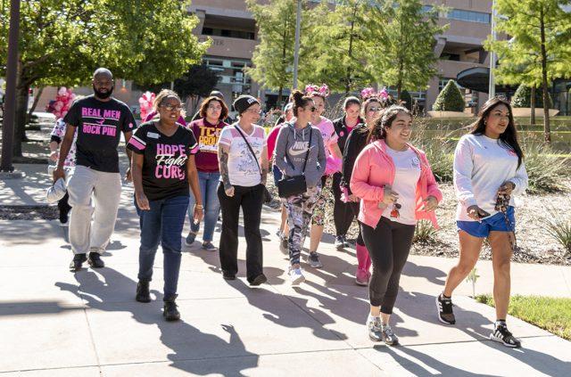 TR+students+participate+in+the+Breast+Cancer+Awareness+Walk+Oct.+11+on+TR+Campus.+The+walk+took+about+15+minutes+starting+in+the+Idea+Store+and+finishing+in+the+TR+Plaza.