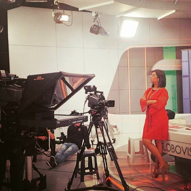 Pereira prepares to broadcast at Globovision, the television network she worked at in Venezuela before coming to the United States.