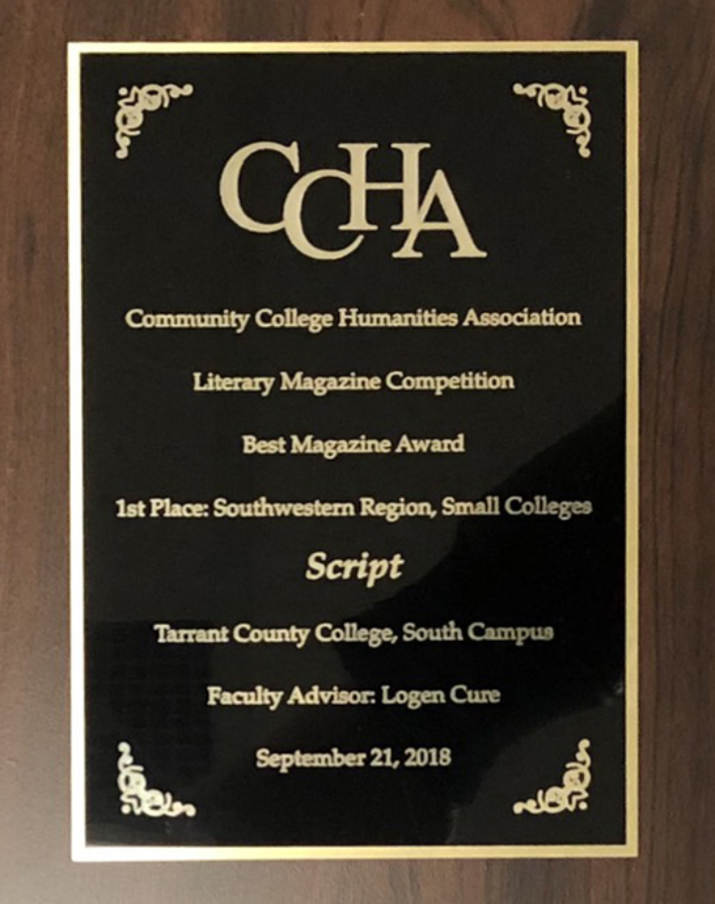 Script, South Campus’ literary magazine, won the Best Magazine award in its division for their 2017 edition.