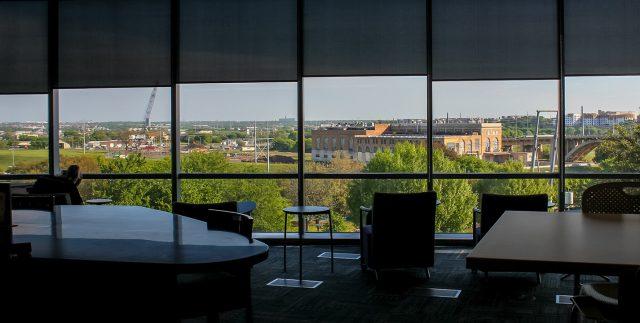 The view of Fort Worth from the Tahita Fulkerson Library on TR Campus named for its founding president. TR Campus is celebrating its 10th anniversary this year. Photo courtesy Veronica Rosas