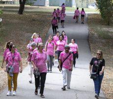 Photos courtesy Deedra Parrish. Students, staff and faculty make their way from TR East to TR Campus during third annual breast cancer awareness walk Oct. 10.