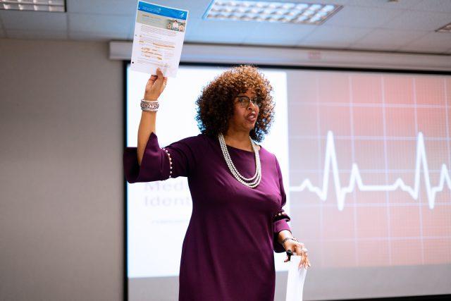 CIE economic development instructor Carole Davis highlights the importance of keeping people’s medical identity safe. Brook Baldwin/The Collegian