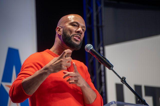 Grammy-winning artist Common encourages the audience to give back to the community during An Evening with Common.