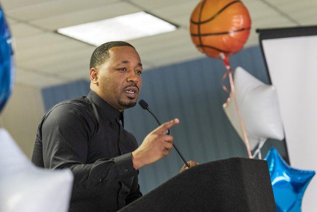 Filmmaker and former basketball player Michael Byars spoke to South Campus Feb. 25 to encourage students to rise from failure to find success in life. Photo courtesy of DeeDra Parrish