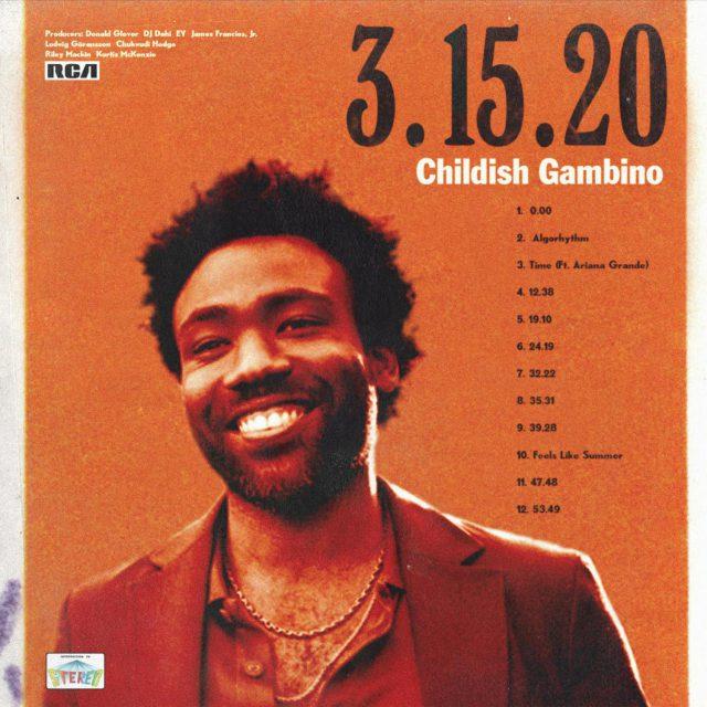 3.15.20, Childish Gambino

Childish Gambino’s fourth album “3.15.20” showcases strong
songwriting effort and displays the rapper taking risk over a
challenging and odd production style. 