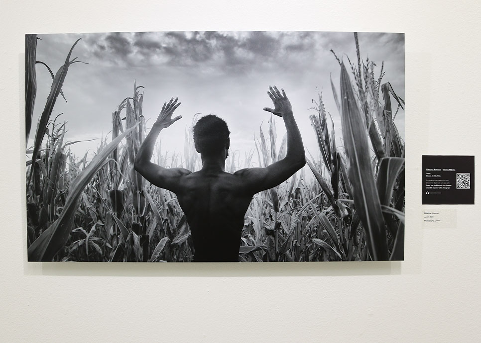 A photograph entitled “Amen” by Nitashia Johnson displayed at the Black is Black: Invitational on SE Campus. The exhibit was curated by John Spriggins. Photos by Alex Hoben/The Collegian