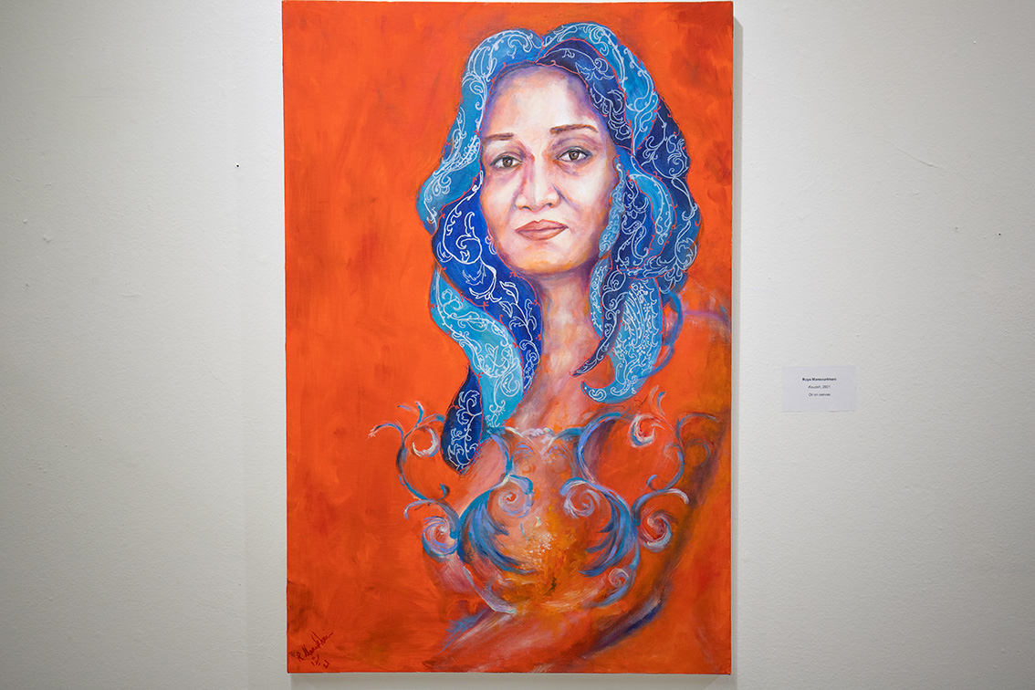 “Kouzeh,” 2021 made by adjunst instructor Roya Mansourkhani. This is a self-portrait made by oil on canvas. Photos by Joel Solis/The Collegian