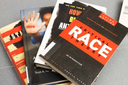 Critical Race Theory and a series of other books at the NE library (Ariel)