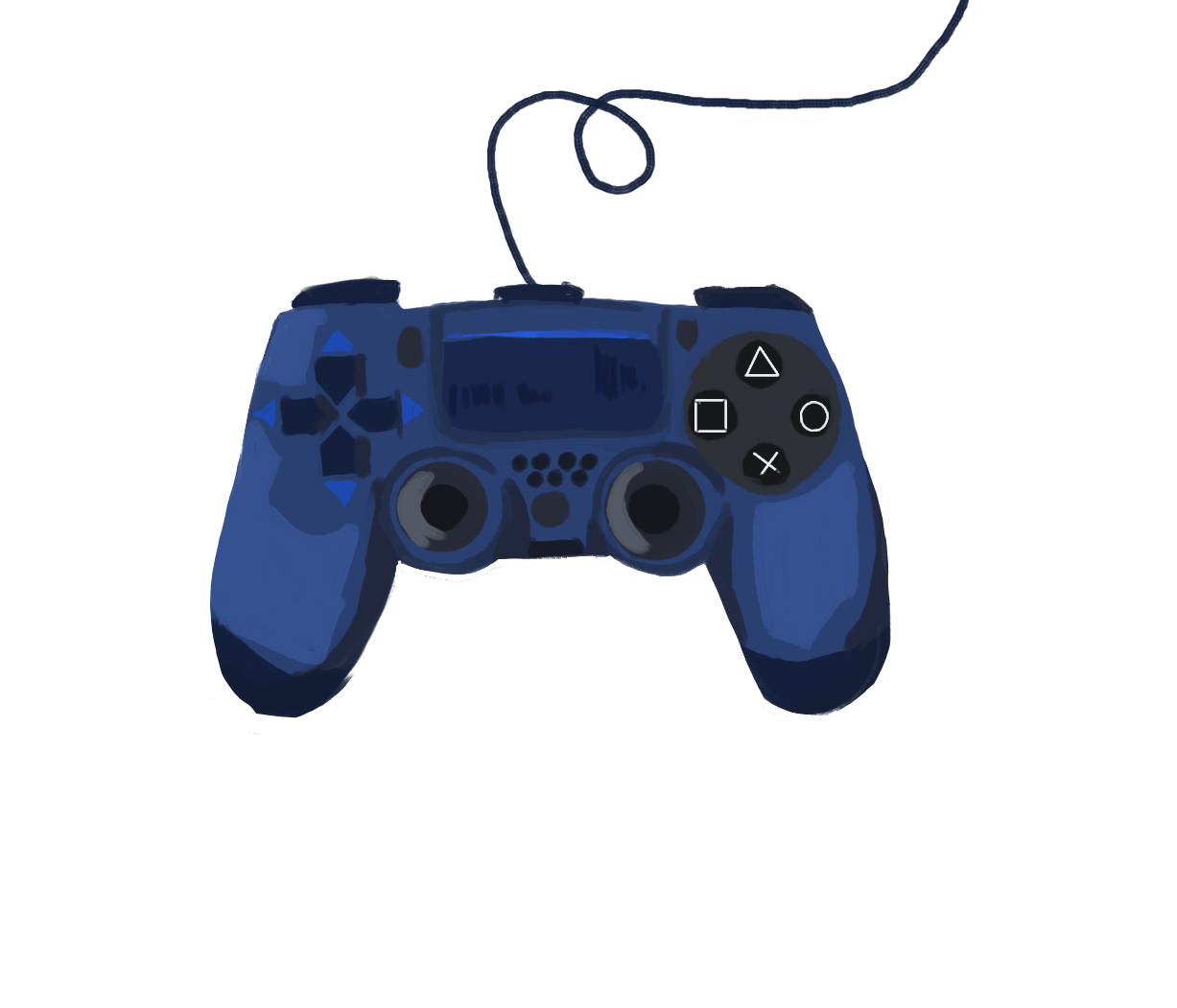 Blue playstation controller. Illustration by Markus Meneses