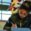 Alex Hoben/The Collegian TR student Krista Flores studies anatomy and physiology in the cafeteria.