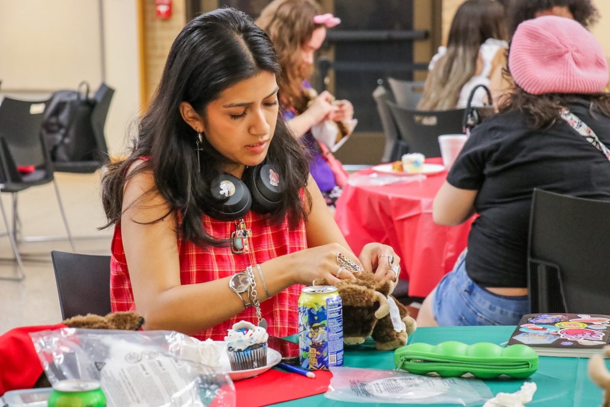 NE student works on Toro Bull Stuffed Animal