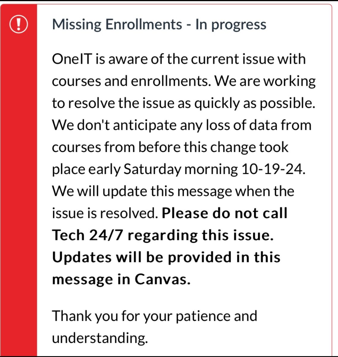 Access to classes restored on Canvas