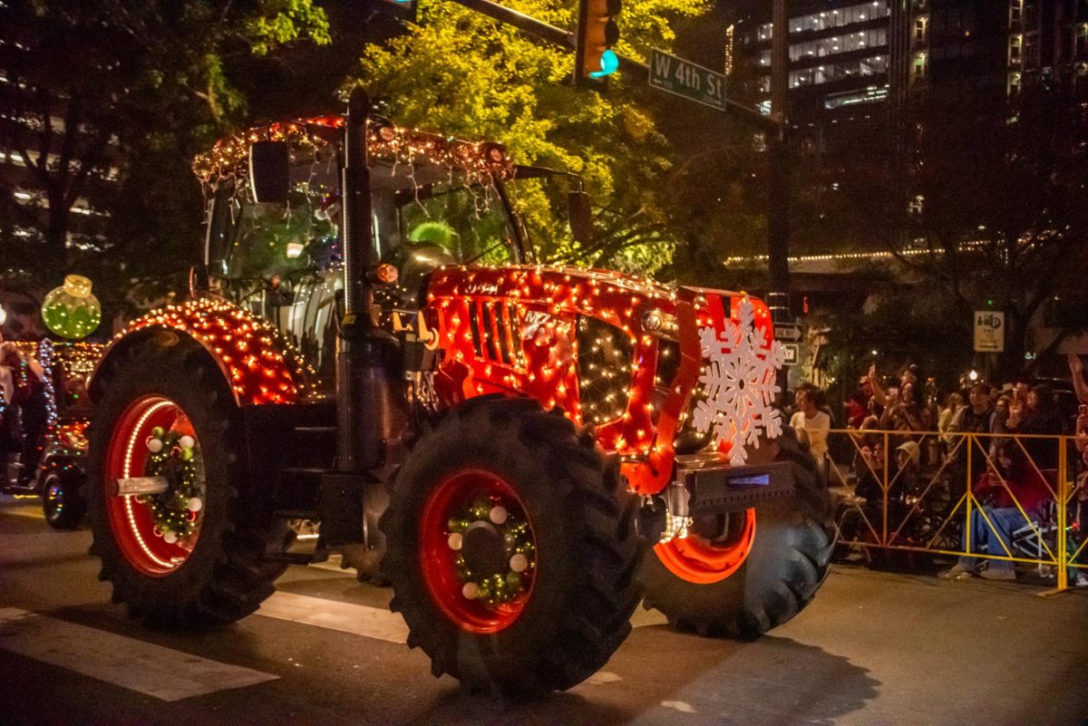 Also featured in the parade were a line of tractors covered in lights from north Texas-based Zimmerer Kubota Tractors.