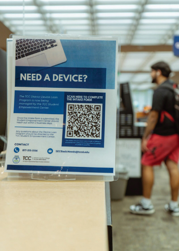 Device loan program flyer posted in NE library.
