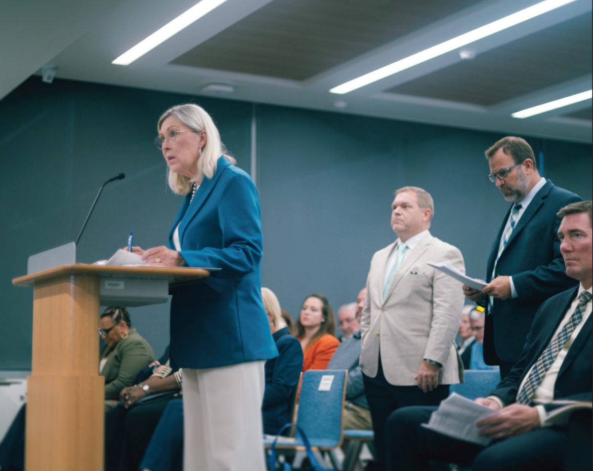 Pamela Anglin, the Chief Financial Officer, presents the proposed 2026-2027 budget before the board of trustees during their Aug.21 meeting.