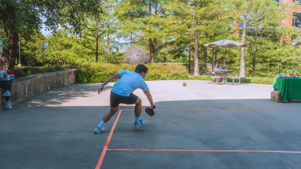TR student Sam Ngaihte plays pickleball at TR Campus on Sept. 17. Ngaihte used to play tennis and was at the event to promote the Fitness Center.
