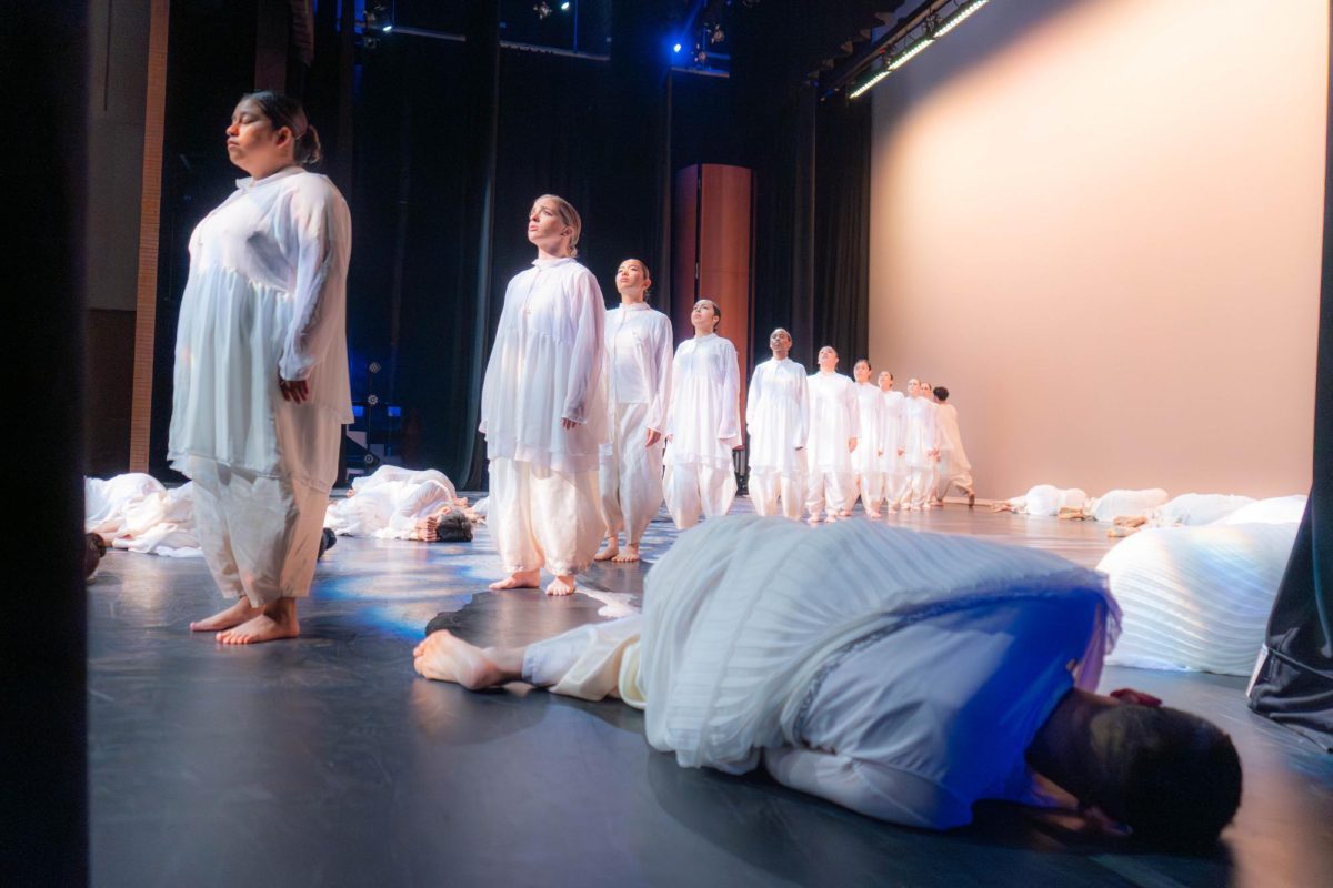 NE Dancers Hope Gromatzkypeck and Krista Carson Lee-Ann Caspe performing  the “[Gee] of the Earth Within” show in I.M. Terrell Academy Fort Worth TX.
