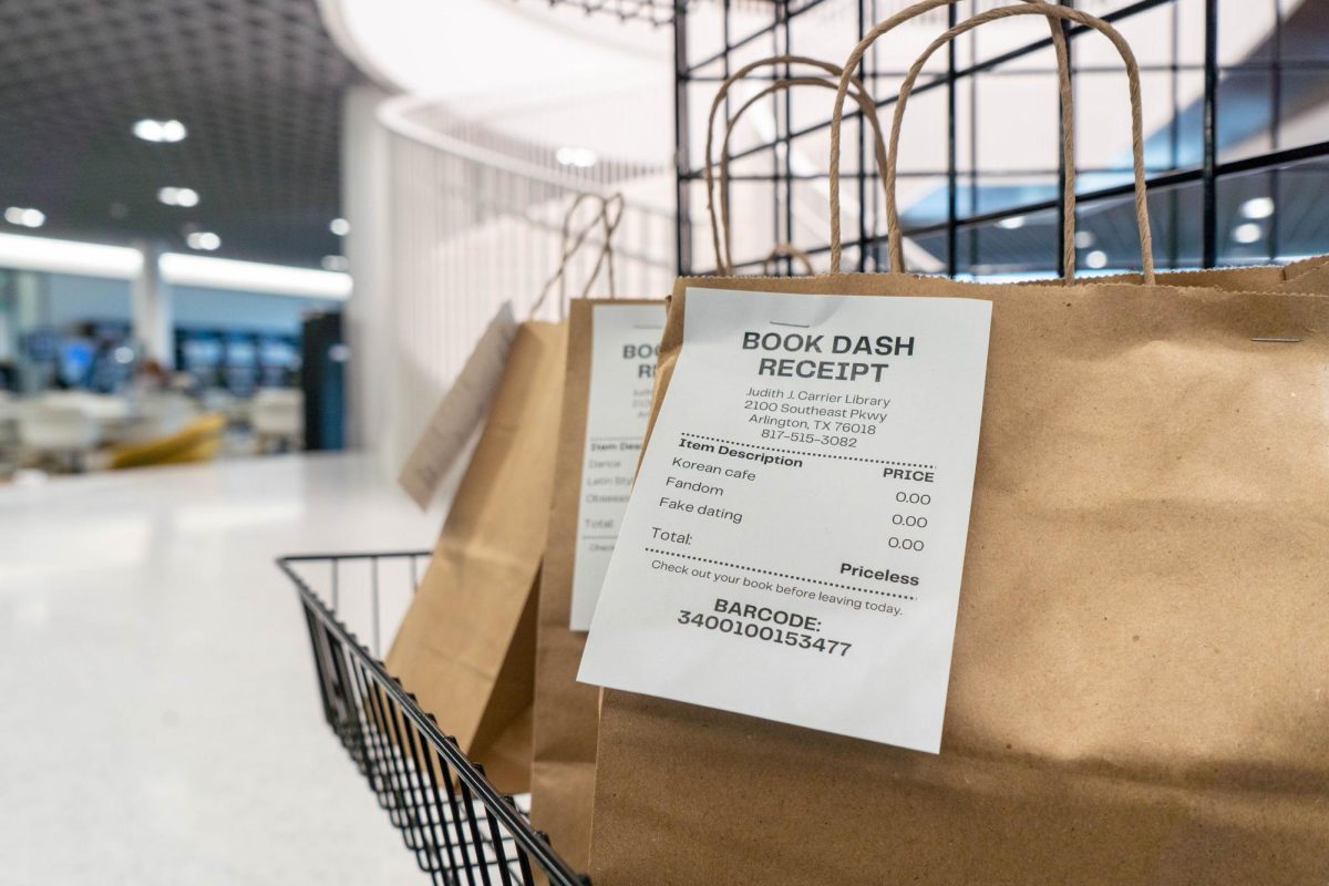 On SE Campus , librarians are promoting books about love in honor of Valentine's Day through a DoorDash-themed book display.